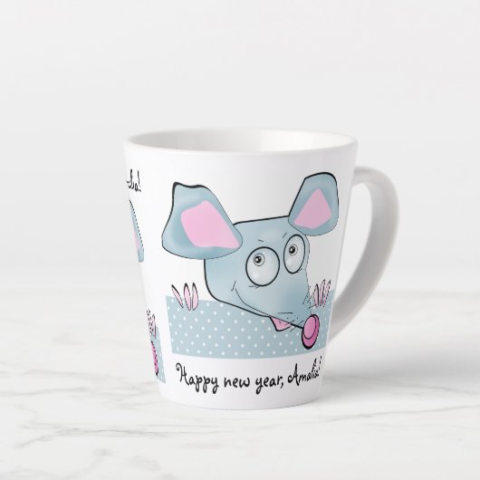 Cute cartoon rat mouse Nieuw jaar 2020 symbool kin Latte Mok (Rechterhoek)