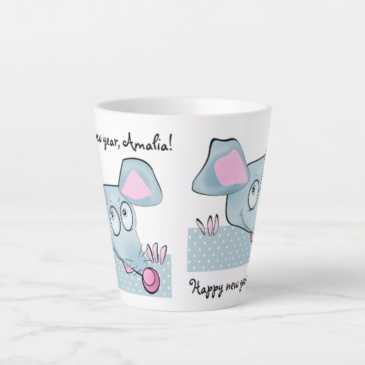 Cute cartoon rat mouse Nieuw jaar 2020 symbool kin Latte Mok (Voorkant)