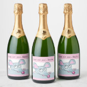 Cute cartoon rat mouse Nieuw jaar 2020 symbool kin Sparkling Wijnetiket (Flessen)