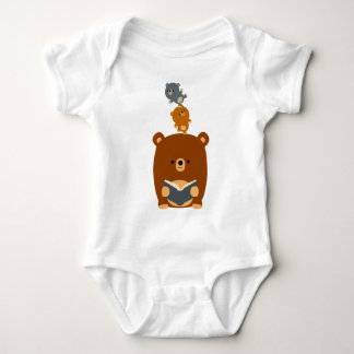 Cute Cartoon Reading Beer and Cubs Baby Creeper Romper