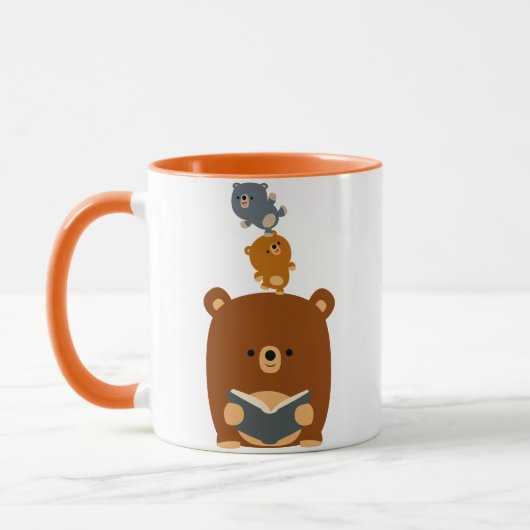 Cute Cartoon Reading Beer and Cubs Mok (Links)