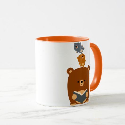 Cute Cartoon Reading Beer and Cubs Mok (Voorkant rechts)