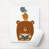 Cute Cartoon Reading Beer and Cubs Mousepad Muismat (Met muis)