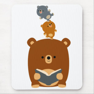 Cute Cartoon Reading Beer and Cubs Mousepad Muismat