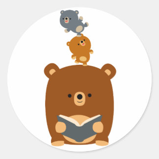 Cute Cartoon Reading Beer and Cubs Sticker