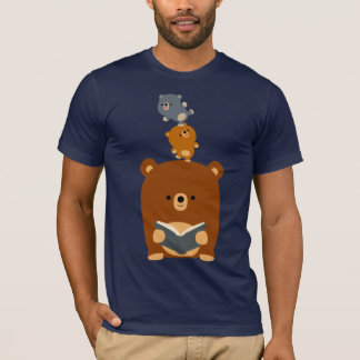 Cute Cartoon Reading Beer and Cubs T-Shirt