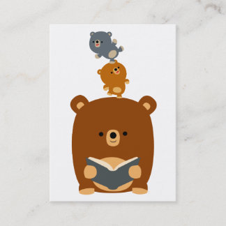 Cute Cartoon Reading Beer and Cubs Visitekaartje