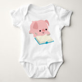 Cute Cartoon Reading Piglet Baby Apprel Romper (Voorkant)
