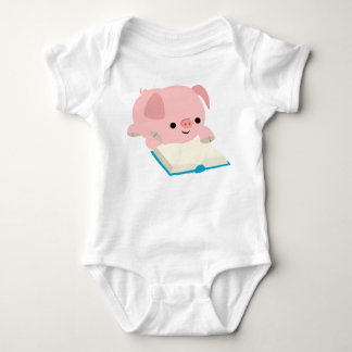 Cute Cartoon Reading Piglet Baby Apprel Romper