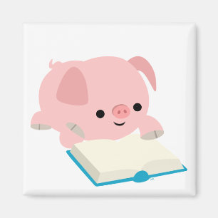 Cute Cartoon Reading Piglet Magnet