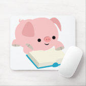 Cute Cartoon Reading Piglet Mousepad Muismat (Met muis)