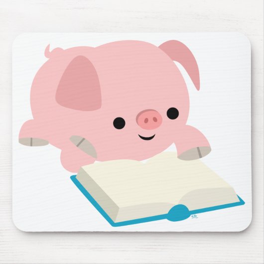 Cute Cartoon Reading Piglet Mousepad Muismat (Voorkant)