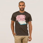 Cute Cartoon Reading Piglet T-Shirt (Voorkant volledig)