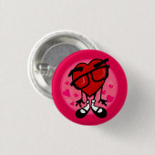 CUTE CARTOON RED HEART ROUND BUTTON (Voorkant /achterkant)