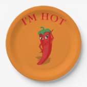 Cute Cartoon Red Hot Pepper Diva Papieren Bordje (Voorkant)