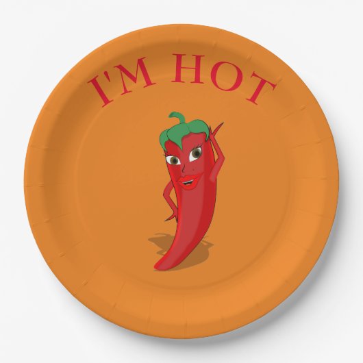 Cute Cartoon Red Hot Pepper Diva Papieren Bordje (Voorkant)