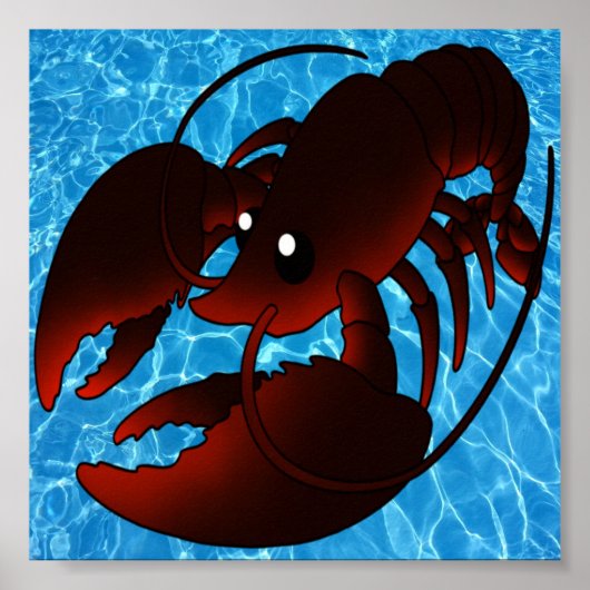 Cute Cartoon Red Lobster Poster (Voorkant)