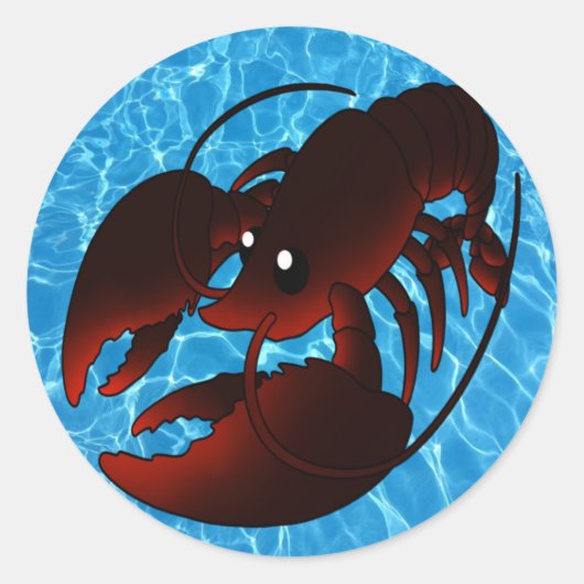 Cute Cartoon Red Lobster Ronde Sticker (Voorkant)