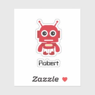 Cute Cartoon Red Retro Robot Sticker