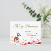 Cute Cartoon Reindeer Kerstgroet Feestdagenkaart (Staand voorkant)