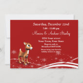 Cute Cartoon Reindeer Kerstparty Uitnodiging (Achterkant)