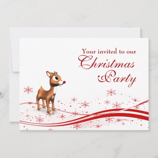 Cute Cartoon Reindeer Kerstparty Uitnodiging (Voorkant)