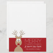 Cute Cartoon Reindeer - Merry Christmas Greeting (Voorkant / Achterkant)