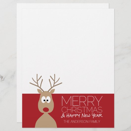 Cute Cartoon Reindeer - Merry Christmas Greeting (Voorkant / Achterkant)