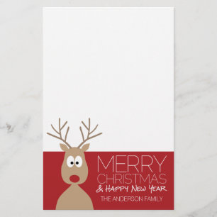 Cute Cartoon Reindeer - Merry Christmas Greeting Briefpapier