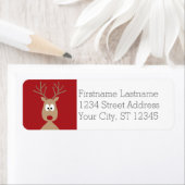 Cute Cartoon Reindeer - Merry Christmas Greeting Etiket (Insitu)
