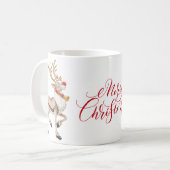 Cute Cartoon Reindeer Merry kerstavond Koffiemok (Voorkant links)
