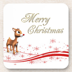 Cute Cartoon Reindekerst Bier Onderzetter
