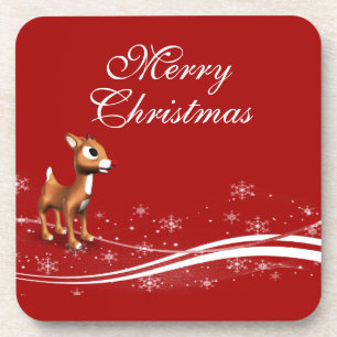 Cute Cartoon Reindekerst Bier Onderzetter