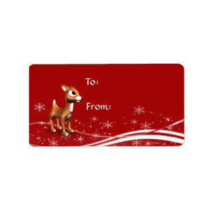 Cute Cartoon Reindekerst cadeautassen Etiket