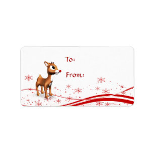 Cute Cartoon Reindekerst cadeautassen Etiket
