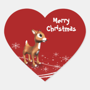 Cute Cartoon Reindekerst cadeautassen Hart Sticker