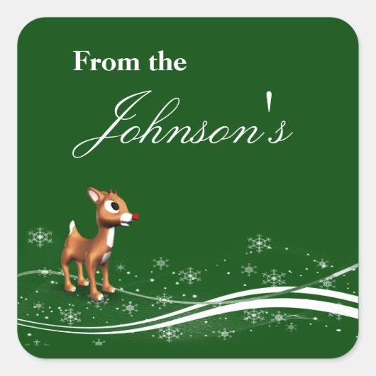 Cute Cartoon Reindekerst cadeautassen Vierkante Sticker (Voorkant)