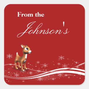 Cute Cartoon Reindekerst cadeautassen Vierkante Sticker