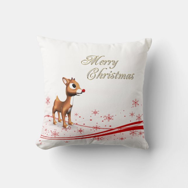 Cute Cartoon Reindekerst Kussen (Voorkant)