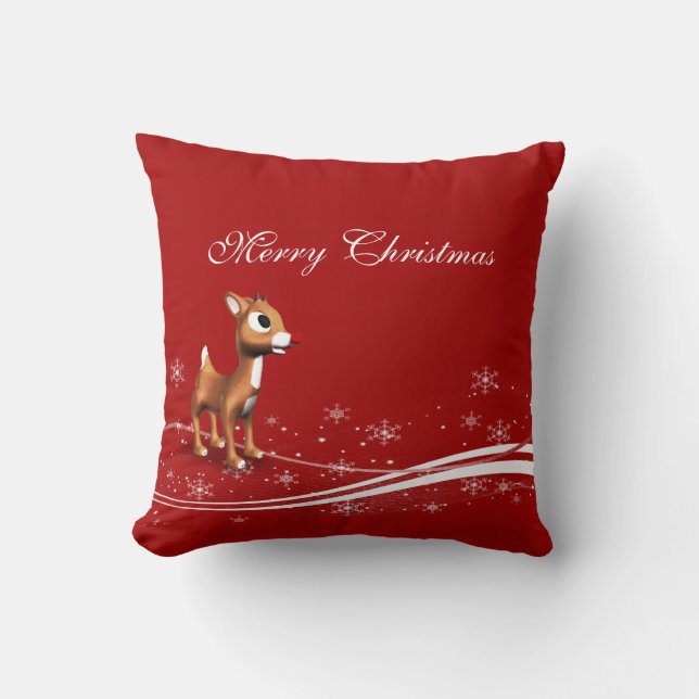 Cute Cartoon Reindekerst Kussen (Voorkant)