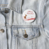 Cute Cartoon Reindekerst Ronde Button 5,7 Cm (In situ)