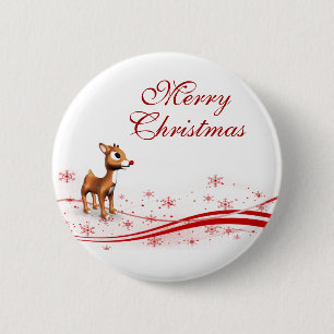Cute Cartoon Reindekerst Ronde Button 5,7 Cm