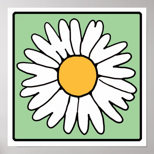 Cute Cartoon Retro Daisy Spring Garden Flower Poster (Voorkant)