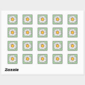 Cute Cartoon Retro Daisy Spring Garden Flower Vierkante Sticker (Vel)