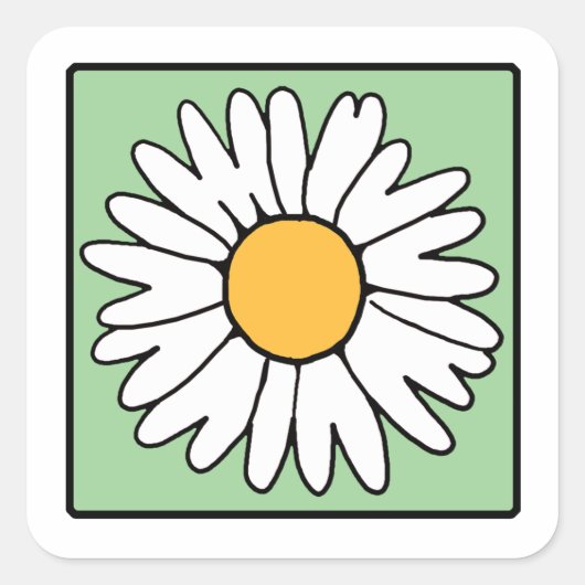 Cute Cartoon Retro Daisy Spring Garden Flower Vierkante Sticker (Voorkant)