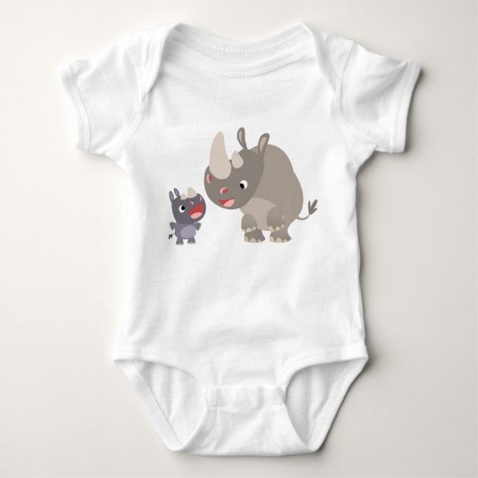 Cute Cartoon Rhino Baby & Big Rhino Baby T-Shirt (Voorkant)