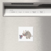 Cute Cartoon Rhino Baby & Big Rhino Magnet (Insitu (Vaatwasser))