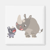 Cute Cartoon Rhino Baby & Big Rhino Magnet (Voorkant)