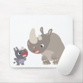 Cute Cartoon Rhino Baby en Big Rhino Mousepad Muismat (Met muis)