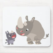 Cute Cartoon Rhino Baby en Big Rhino Mousepad Muismat (Voorkant)